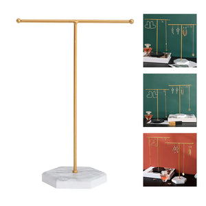 T-Shaped Earring Display Organizer Marble Base Tower Rack