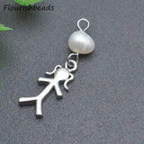 20pcs 9x19mm Anti Fading Nickel Rhodium Plated Pearl Beads Boys Girls Charms