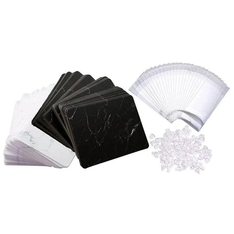 Earring Necklace Display Cards with Secure Backs and Bags