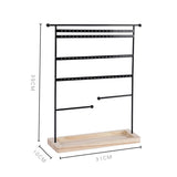 Earring Holder Display & Jewelry Stand w/ 80 Holes Necklace Holder Wooden Tray
