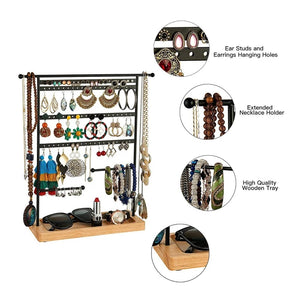 Wooden Earring & Jewelry Holder Stand with 80 Holes
