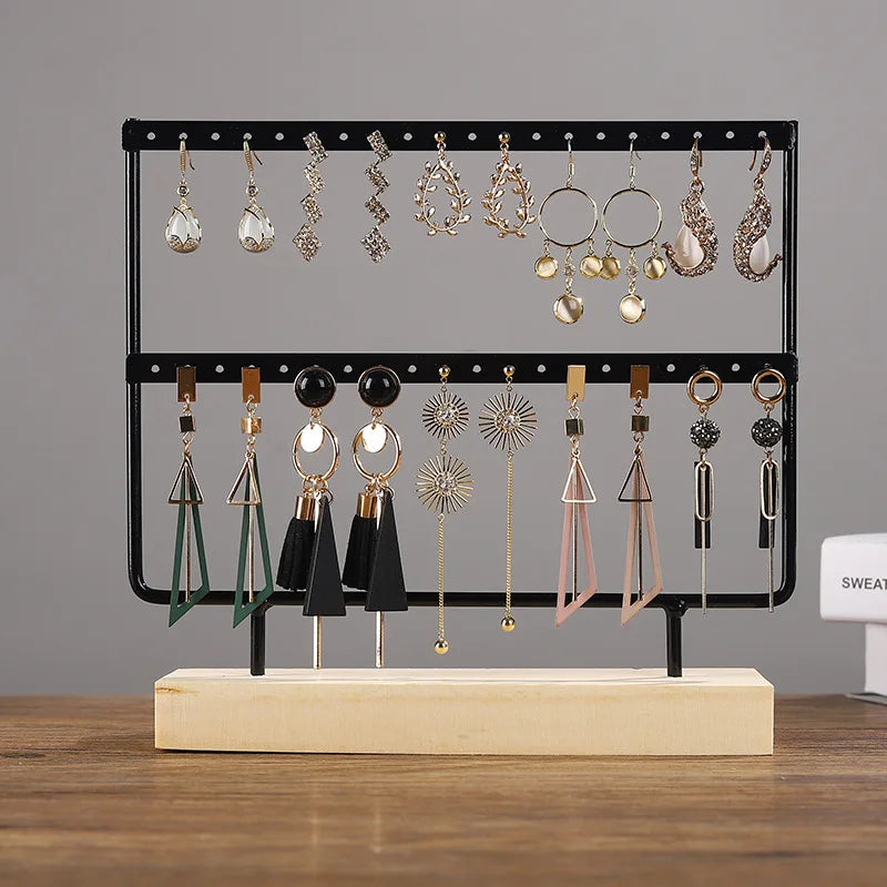 Wooden Earring Holder Jewelry Organizer Display Stand