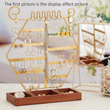 Hexagonal Earring Holder Jewelry Organizer Stand with Wooden Base