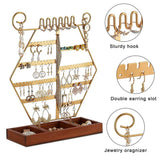 Hexagonal Earring Holder Jewelry Organizer Stand with Wooden Base