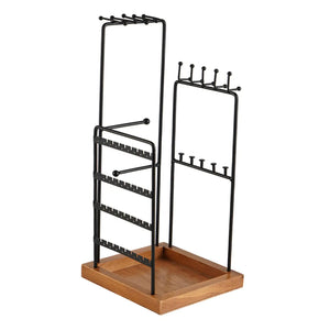 Earring Holder Jewelry Organizer with Wooden Tray
