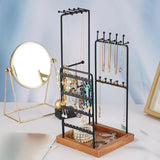 Earring Holder Jewelry Organizer with Wooden Tray