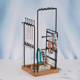 Earring Holder Jewelry Organizer with Wooden Tray