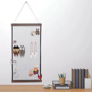 Earring Holder Mesh Display Rack Wooden Decoration