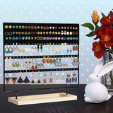 Earrings Organizer Stand 145 Holes, Wooden Jewelry Holder Tower