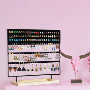 Earrings Organizer Stand 145 Holes, Wooden Jewelry Holder Tower
