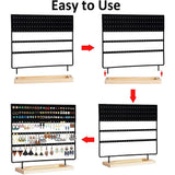 Earrings Organizer Stand 145 Holes, Wooden Jewelry Holder Tower