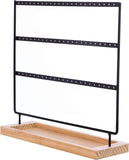 3-Tier Earring Holder Stand 69 Holes Organizer with Wooden Tray