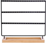 3-Tier Earring Holder Stand 69 Holes Organizer with Wooden Tray