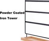 3-Tier Earring Holder Stand 69 Holes Organizer with Wooden Tray