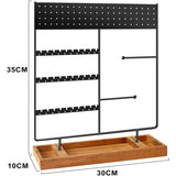 Wooden Earring Holder with Tray, Jewelry Organizer for Watches, Earring Stand