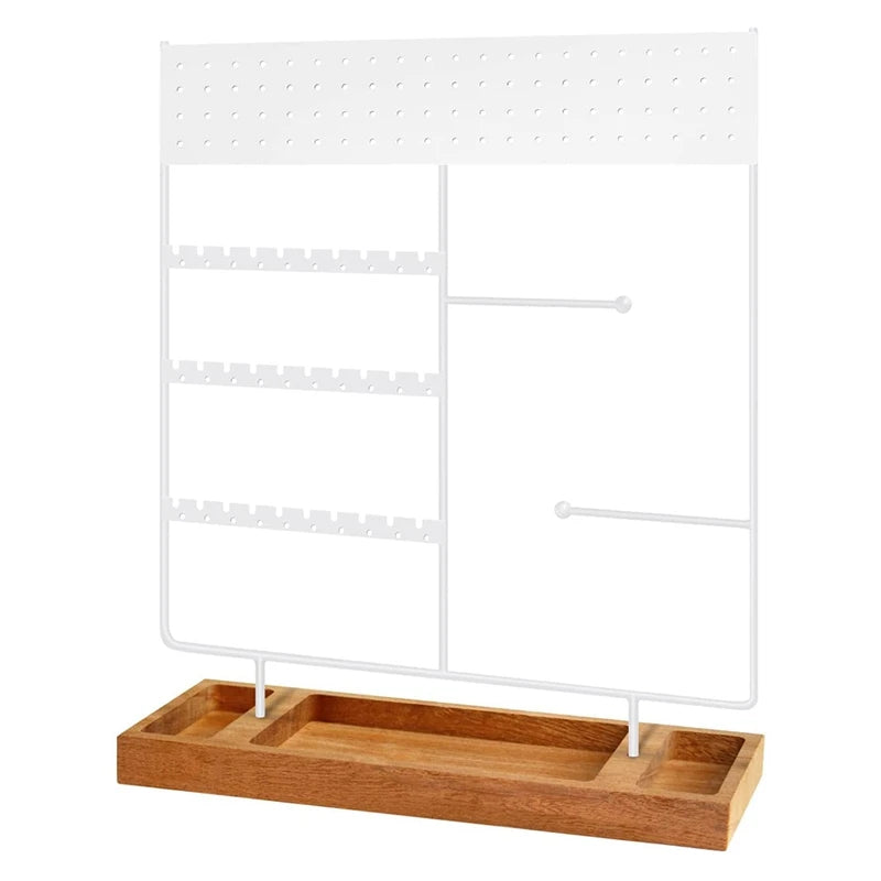 Wooden Earring Holder with Tray, Jewelry Organizer for Watches, Earring Stand