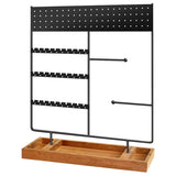 Wooden Earring Holder with Tray, Jewelry Organizer for Watches, Earring Stand