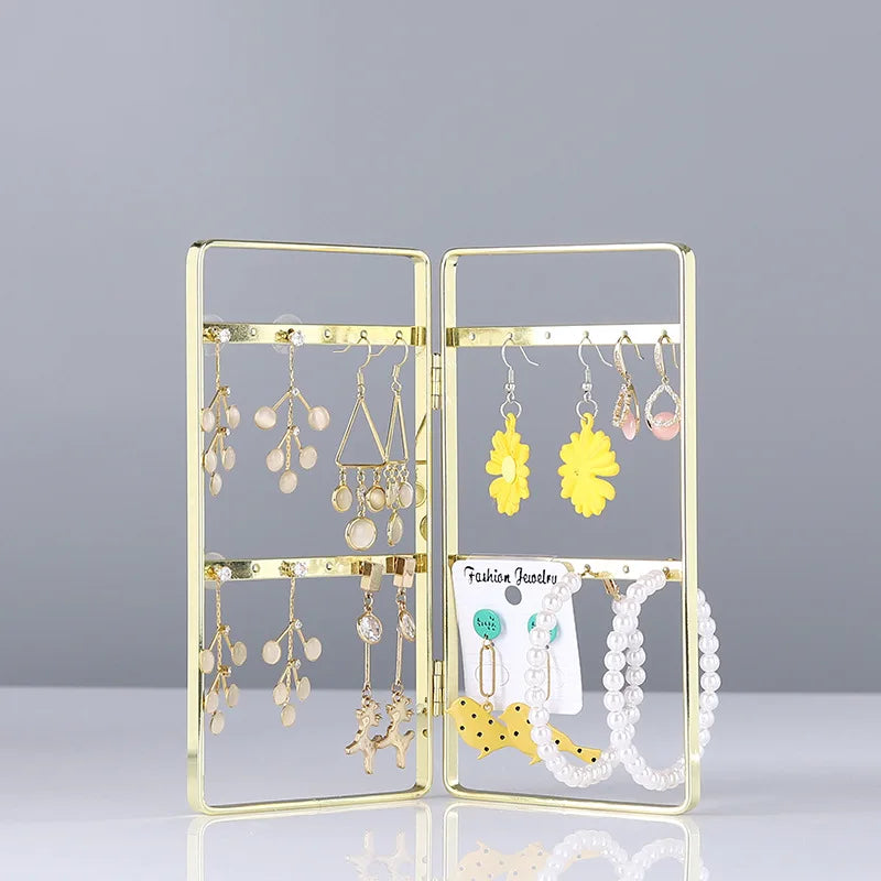 Golden Jewelry Display Stand Organizer
