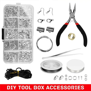 Earring Jewelry Making Kit Beads Findings Set With Pliers Silver DIY