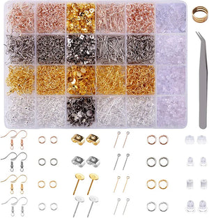Earring Making Kit with Hooks, Posts and Backs for Earrings