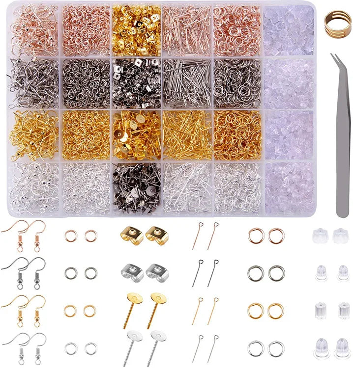 Earring Making Kit with Hooks, Posts and Backs for Earrings