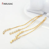 14K Plated Brass Zircon Tassel Pendants for Earring Making