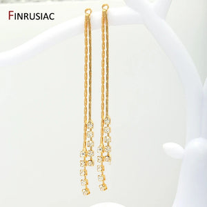14K Plated Brass Zircon Tassel Pendants for Earring Making