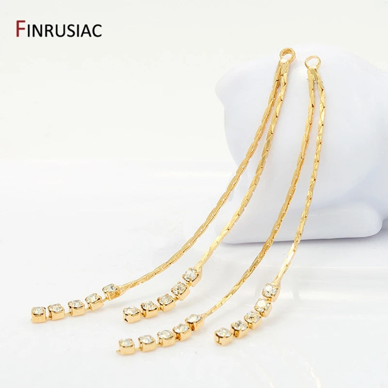 14K Plated Brass Zircon Tassel Pendants for Earring Making