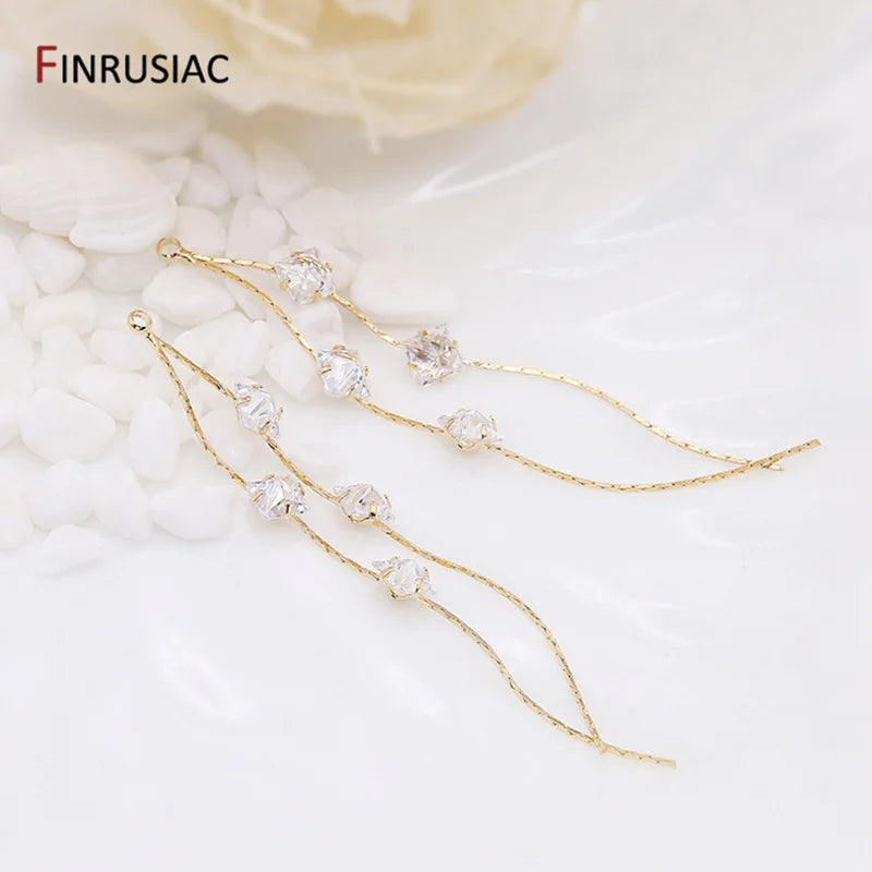 14K Plated Zircon Tassel Pendants for Earrings