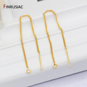 14K Gold Plated Tassel Chain Ear Wire Earrings Findings