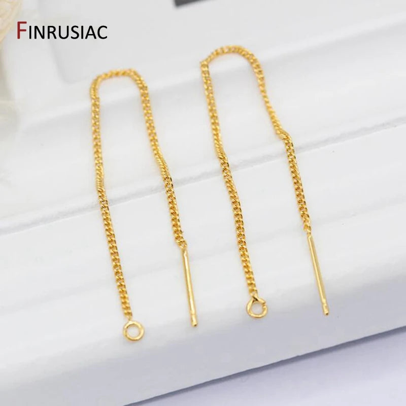 14K Gold Plated Tassel Chain Ear Wire Earrings Findings