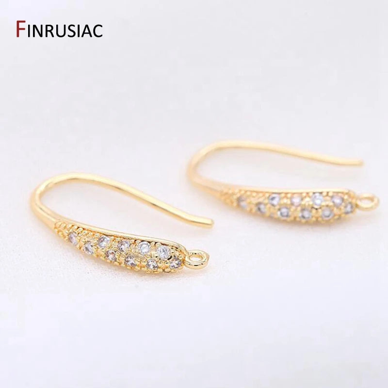 Inlaid CZ Zircon 14k Real Plated Hook Earring Findings