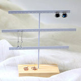 Earring Organizer Stand with Wood Tray - Metal Tower for Ear Studs, 52 Holes