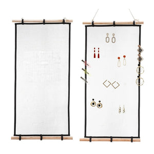 Wooden & Mesh Earring Organizer Wall Holder Display 23.6x11.8in