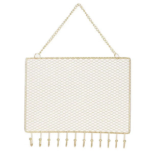 Metal Grid Earring Organizer Hanging Hook Necklace Ring Bracelet Holder