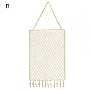 Metal Grid Rectangle Wall Shelf Earring Organizer
