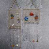 Metal Grid Rectangle Wall Shelf Earring Organizer