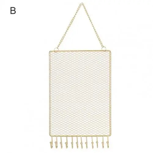 Metal Grid Rectangle Wall Shelf Earring Organizer