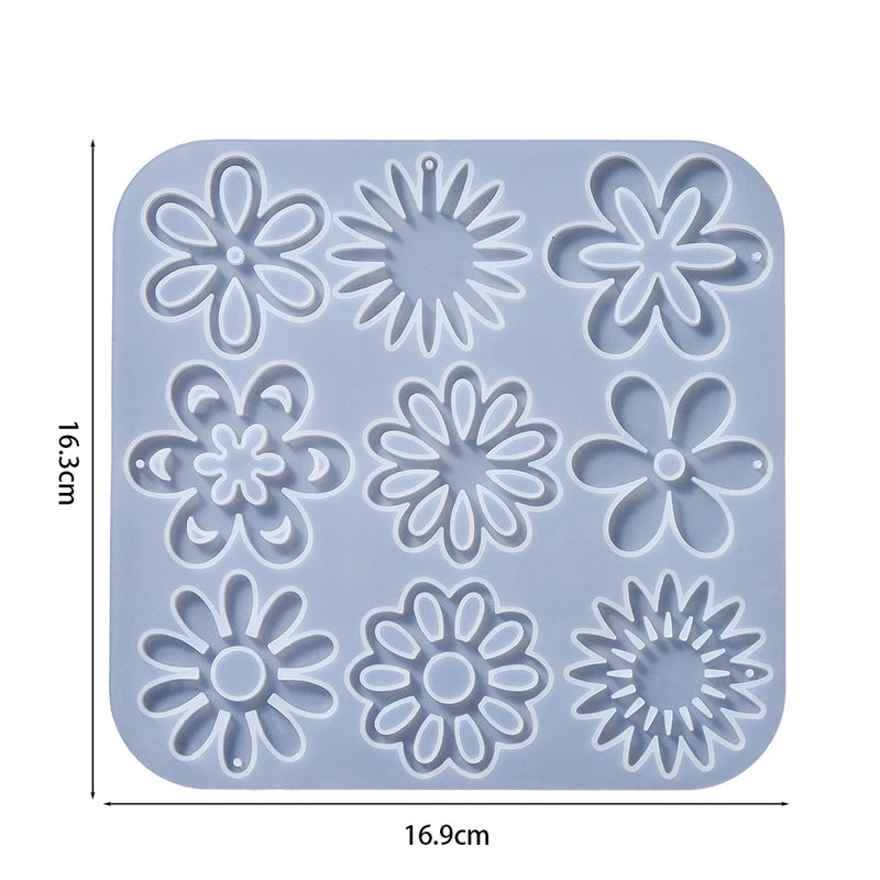 Flower Silicone Mold DIY Epoxy Resin Mould Jewelry Making Tools Necklace Keychai
