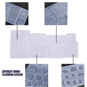 Resin Earring Molds Kit with Hooks & Rings, Jewelry Silicone Mold Set