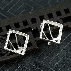 925 Sterling Silver Earring Studs for Square Cabochons E202B