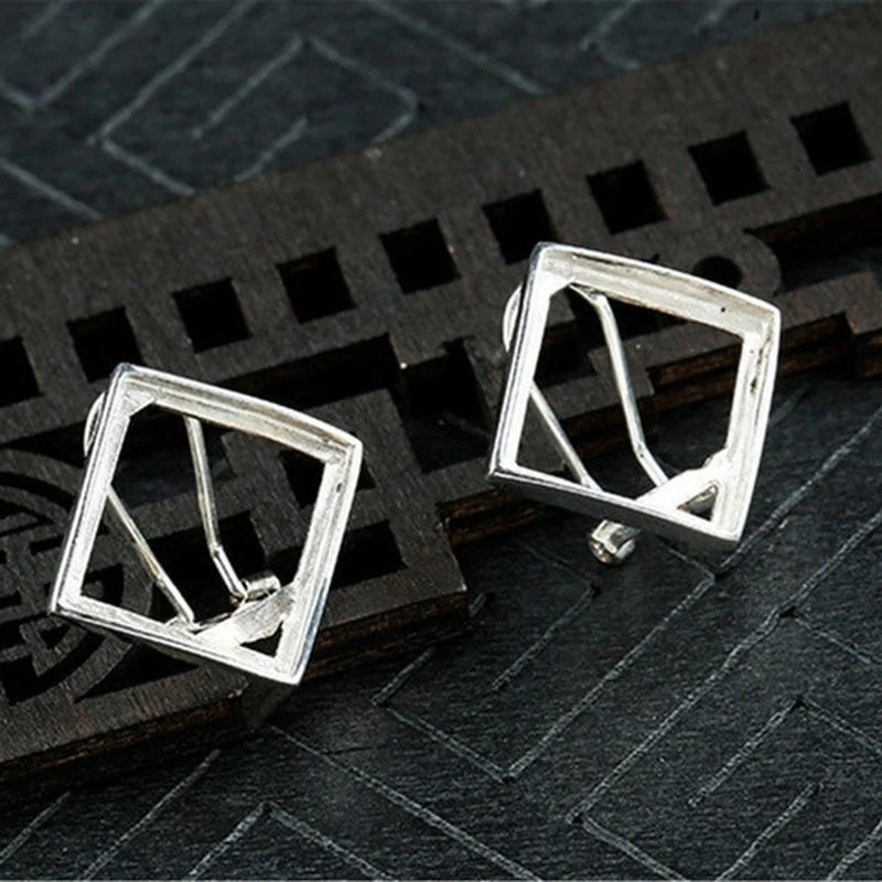 925 Sterling Silver Earring Studs for Square Cabochons E202B