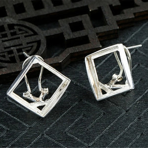925 Sterling Silver Earring Studs for Square Cabochons E202B
