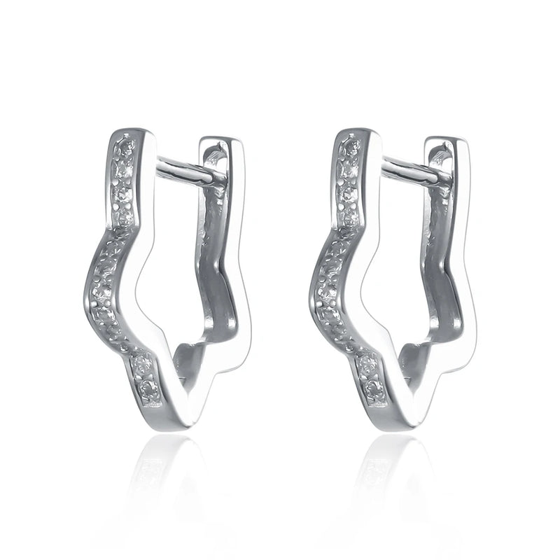 Silver 925 Small Hoop Flower Zircon Ear Jewelry