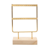 Wooden Base Earring Stand Jewelry Organizer Metal Holder for Earrings Necklace