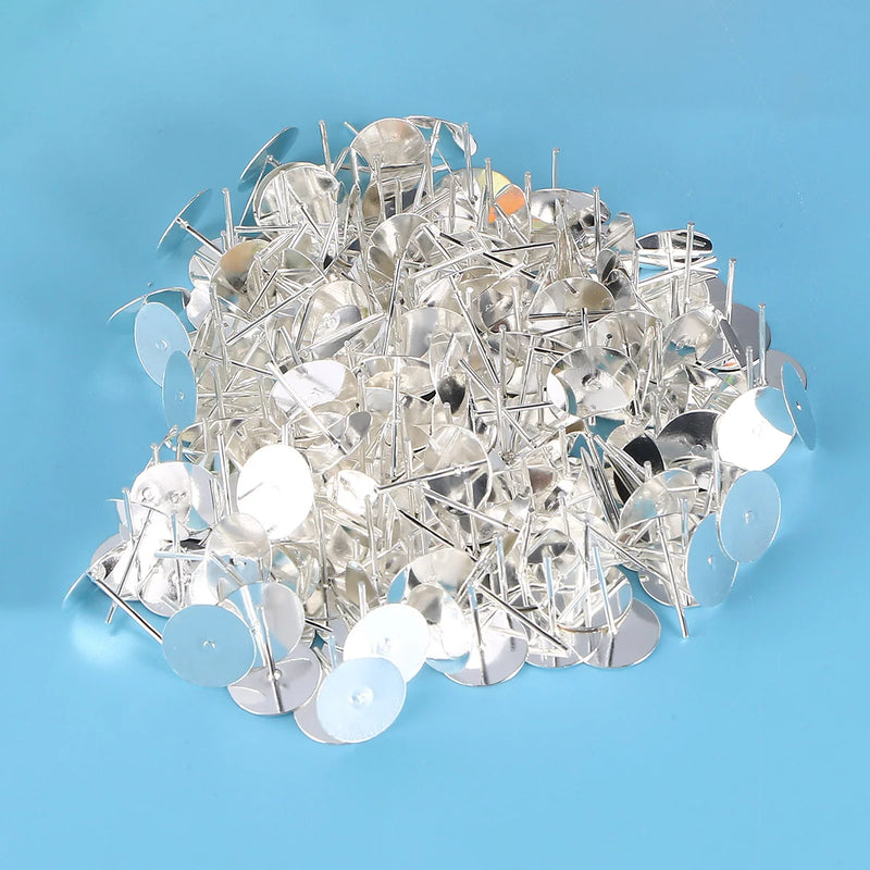 Bezel Earring Studs Blank Ear Post Findings for DIY Jewelry Making
