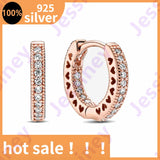 925 Real Sterling Silver Heart Hoop Earrings Pandra for Women