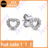 Real Sterling Silver Heart Hoop Earrings for Women