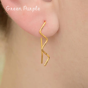 14k Filled Wave Ear Cuff Hammered s925 Silver Jewelry