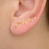 14k Filled Wave Ear Cuff Hammered s925 Silver Jewelry